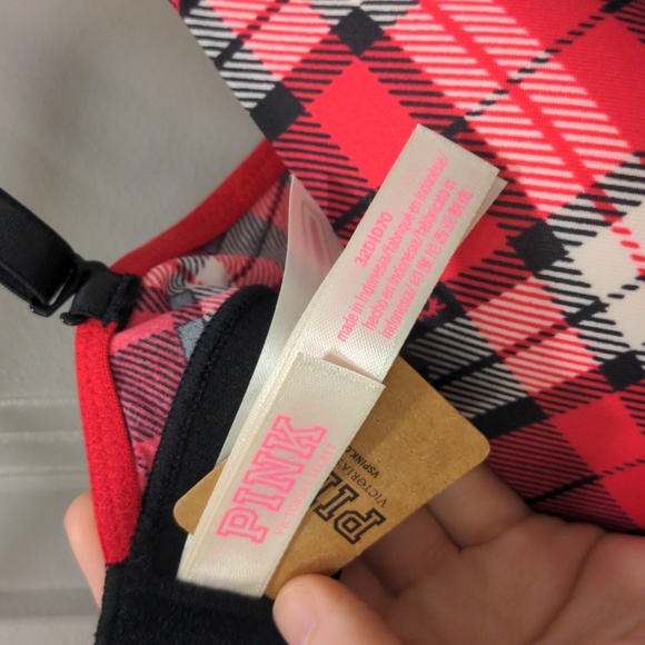 NWT VS Pink Wear Everywhere Wireless Lightly-Lined Plaid Bra - Picture 7 of 9